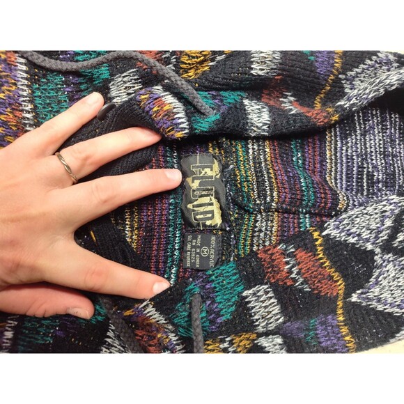 Vtg fluid size medium Baja style hooded sweater geometric sweater Rug Style - Picture 2 of 5